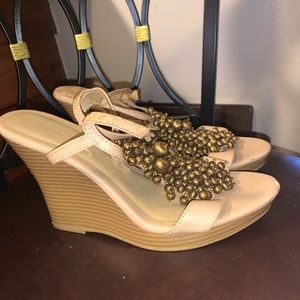 Beaded wedged heels worn 3 times size 9